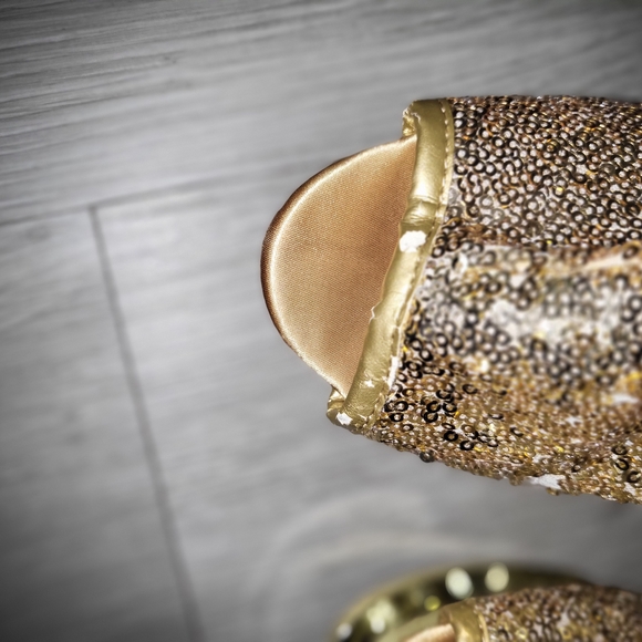 Sparkling Gold Sequin Platform Heels - Picture 7 of 11